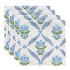 PurpleEssences Blue Floral Cloth Napkins - Set of 4, 18x18