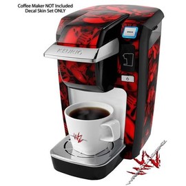 WraptorSkinz Decal Style Vinyl Skin compatible for Keurig K10 / K15 Mini Plus Coffee Makers Skulls Confetti Red (COFFEE MAKER NOT INCLUDED)