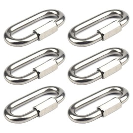 Pack of 6 Carabiner Screw Cap M8 Screw Carabiner Stainless Steel 304 Screw Connector Chain Link Carabiner Rapid Link Screw Carabiner Large