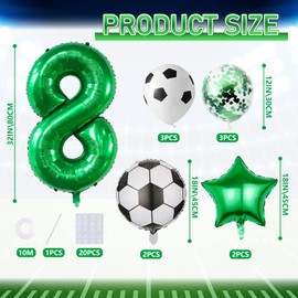 JonesLi 13-Pack Soccer Candle Set, Soccer Birthday Decorations, All-in-One Party Kit with Number Candle，for Birthday Parties, Party Celebrations, Anniversaries (Soccer Theme, 8)