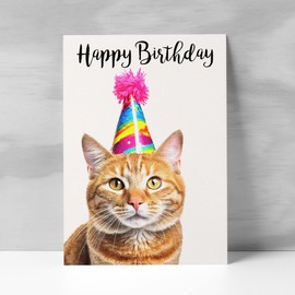 Postcard Prints - Birthday Card For Her Card For Friend Mum or Sister Birthday Card For Him Brother Dad Happy Birthday Card of Ginger Cat Fun Birthday Card