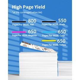 UPRIIN Compatible for 302 302XL Ink Cartridges Remanufactured Replacement for Epson 302XL 302 XL T302XL Ink Cartridges for Expression Premium XP-6100 Expression Premium XP-6000