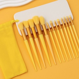 Professional makeup completed with a delicate and soft touch!Elegance 13 types of makeup brush set - Yellow / 섬세하고 부드러운 터치감으로 프로페셔널한 메이크업 완성! 엘레강스 13종 메이크업 브러시 세트 - 옐로우