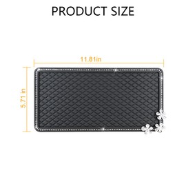 HZEL Bling Car Dashboard Non Slip Mat, Crystal Rhinestone Vehicle Dash Grip Pad Pad for Phone Sunglasses Electronic Devices, Diamond Sticky Automotive Gripping Mat Accessories, Universal Fit (Flower)