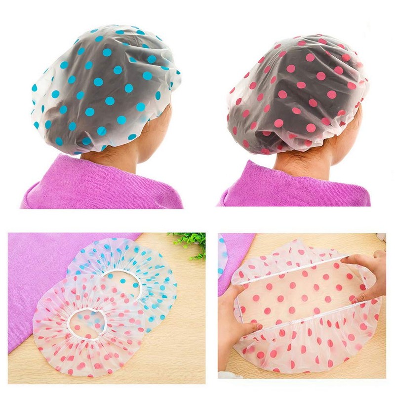 Shower Cap, 3 Pcs Waterproof Reusable Shower Caps Bath Hair