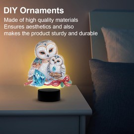 Diamond Painting Night Light Table Decoration Animals, Diamond Painting Bedside Lamp Table Lamp LED Decoration Owl Butterfly Set, DIY 5D Diamond Painting Lamp for Children, Birthday Gifts (Owl 02)