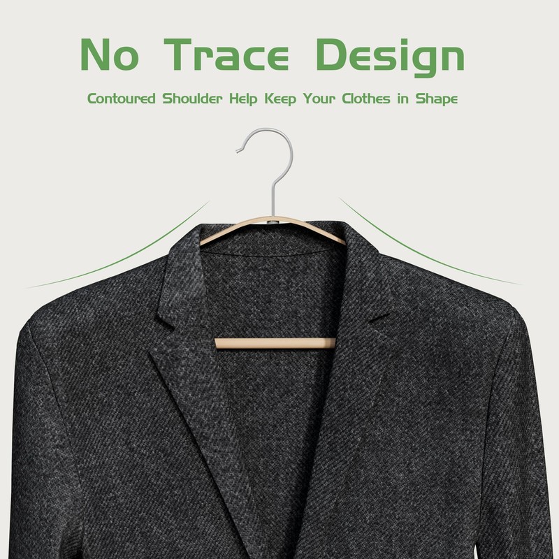 Bamboo Wood Hangers (Bamboo, 30 PCS)