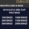 Multiple Sizes Clear Flat Poly Bags, 2Mil 5" X 10"