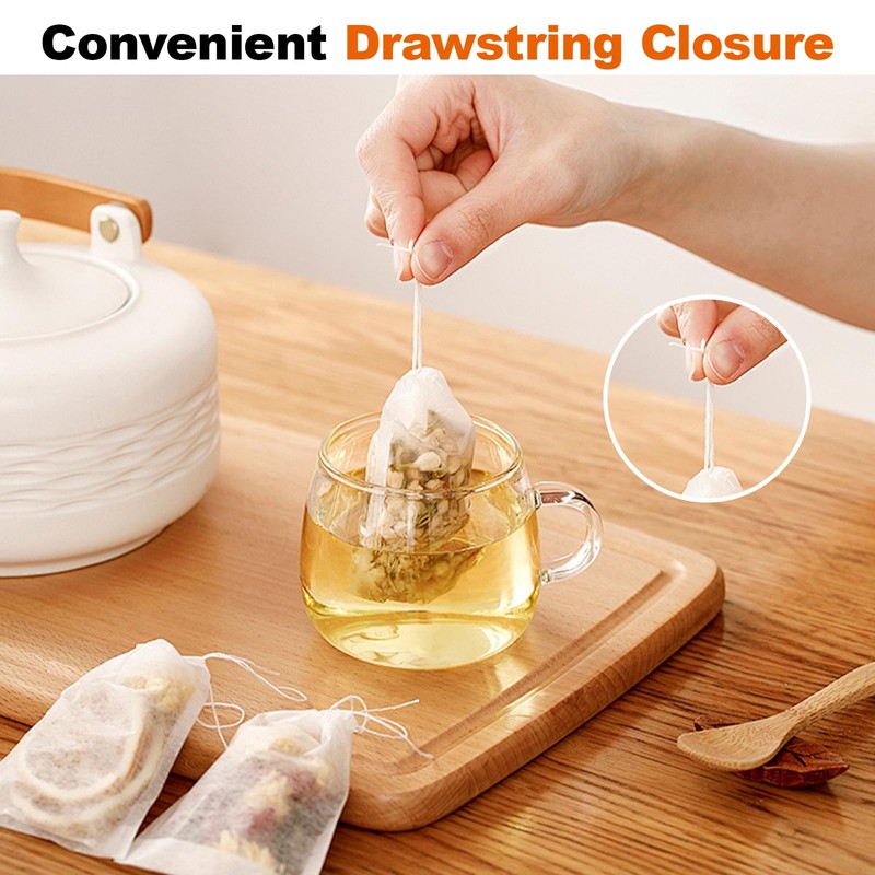 100PCS Reusable Tea Filter Bags with Drawstring, Tea Bag Empty,