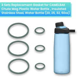BOSORIO 3 Sets Gaskets Compatible with Camelbak Chute Mag Water Bottle 20oz 25oz 32oz 50oz, Replacement Rubber Seal Part for Magnetic Cap Spout Lid