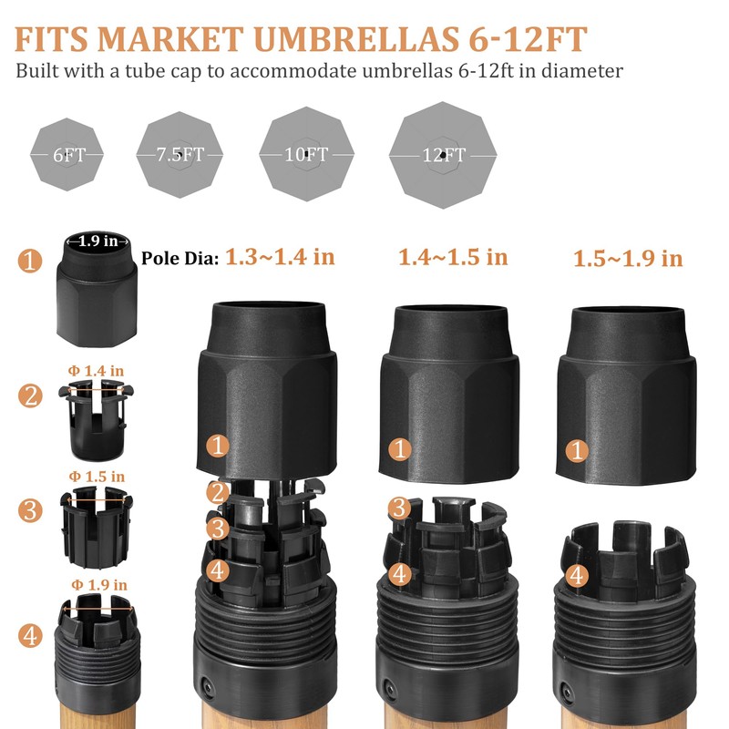 VredHom Patio Umbrella Base with 4 Wheels, 44lbs Round Heavy