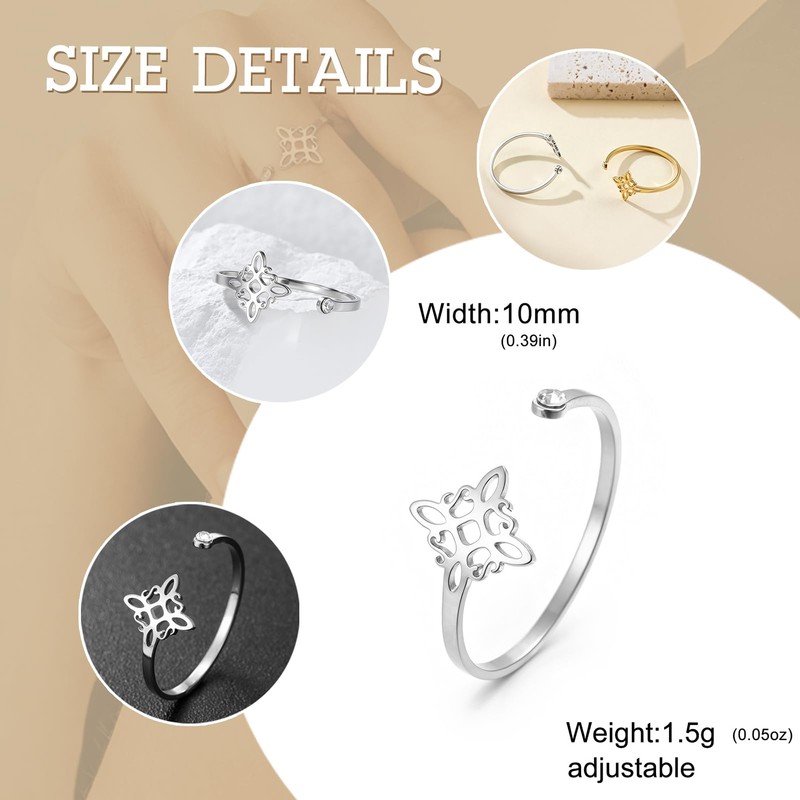 Witch‘s Knot Ring with for Women Adjustable Open Ring Witchcraft
