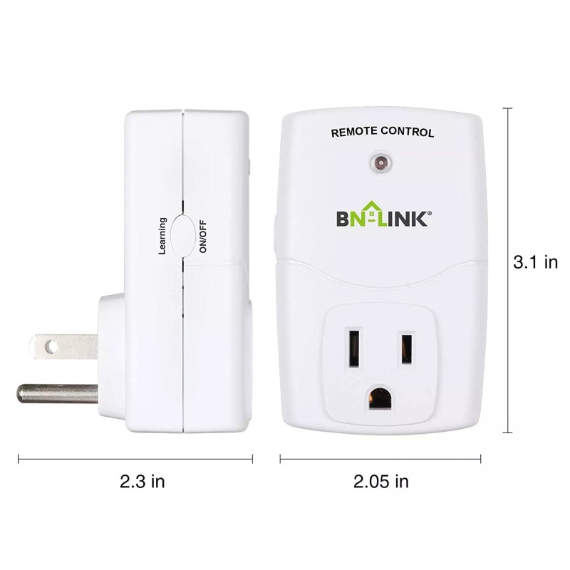 BN-LINK Wireless Remote Control Outlet Plugs with 2 remotes and