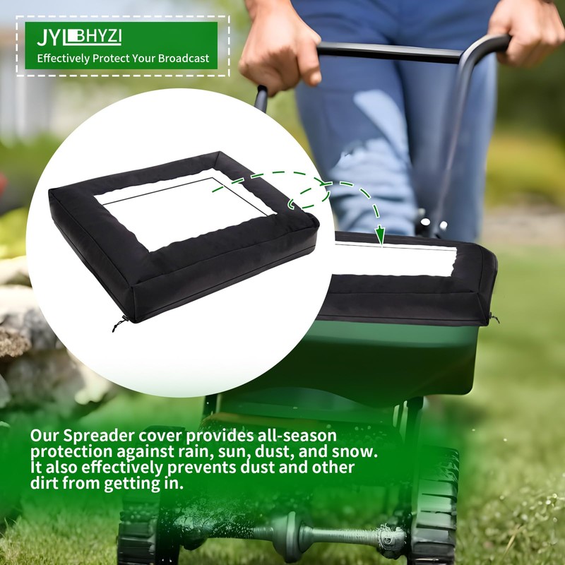 JYLBHYZI Broadcast Spreader Cover with Durable PVC Clear Window,420D Waterproof