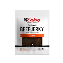 Enjoy Teriyaki Beef Jerky 3 oz (Pack of 1) | Traditional Style | USA Made | High Protein | Low Fat | Zero Trans Fat | No Preservatives | No MSG | No Nitrites | Resealable Bag