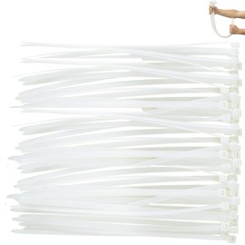 100 Pack Cable Ties, Small Nylon Plastic Self Locking Zip Ties Wraps, Long Heavy Duty with 40lbs, Indoor&Outdoor Use, Cable Management, Wires, Office, Garden, Christmas (White, 250mm x 4.0mm)