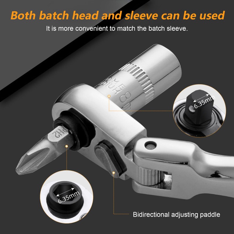 Mini Ratchet with 72 Teeth, Turns Quickly in Tight Spaces,