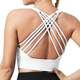 UIV@SH Sujetador Deportivo,Soporte Medio,Recortada Tank Tops con Copas Acolchadas extraíbles,para Pilates,Fitness,Bailar (MX/US, Alfa, Mediano, Regular, Regular, Blanco)