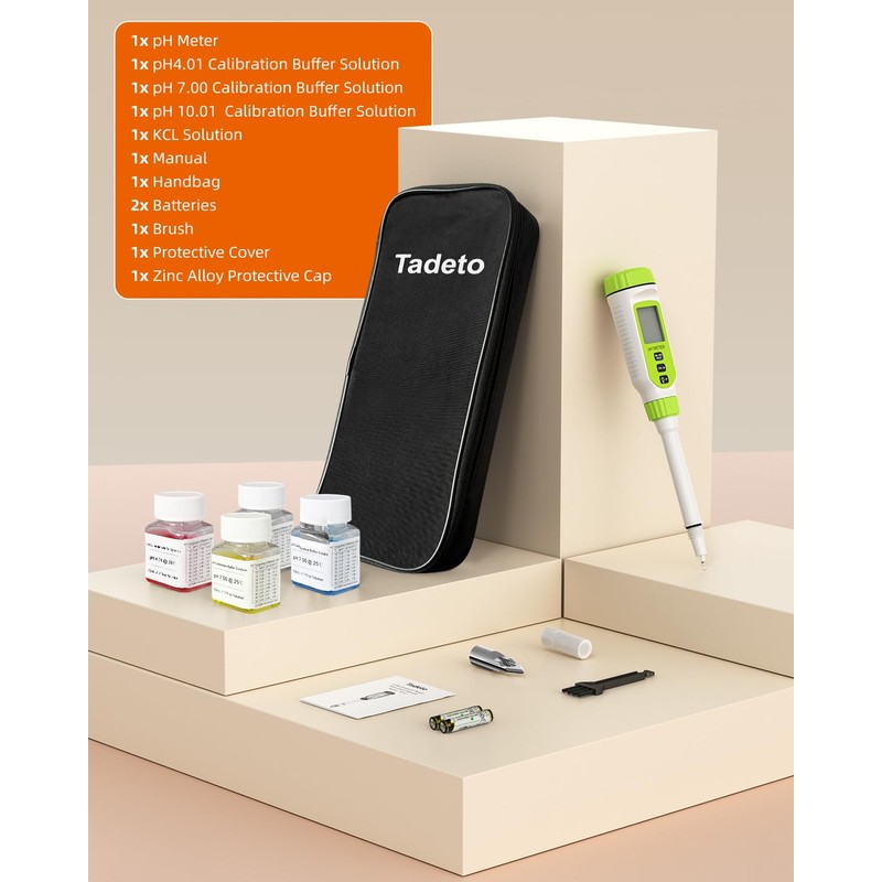 Tadeto Multifunctional Digital pH Meter for Food, High Precision Garden