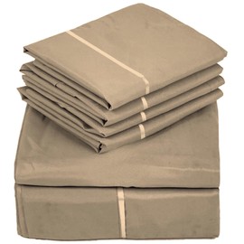 Sacred Thread 6 PC Rayon Derived from Bamboo Bed Sheet Set - Bedding & Pillowcase Set w/Deep Pockets - Silky Hotel Bedding - Fade Resistant - Cooling, Durable & Breathable