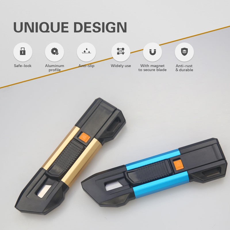 XW Auto-retractable Safety Box Cutter, Lightweight Safety Knife with Self-retracting,