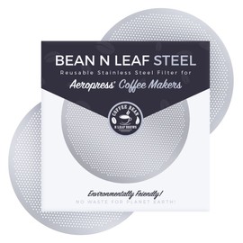 2-Pack Premium Filter for AeroPress Coffee Makers. Fits All AeroPress Models. Reusable, Durable, and Washable Stainless Steel Metal. STEEL by Coffee Bean n Leaf Brews