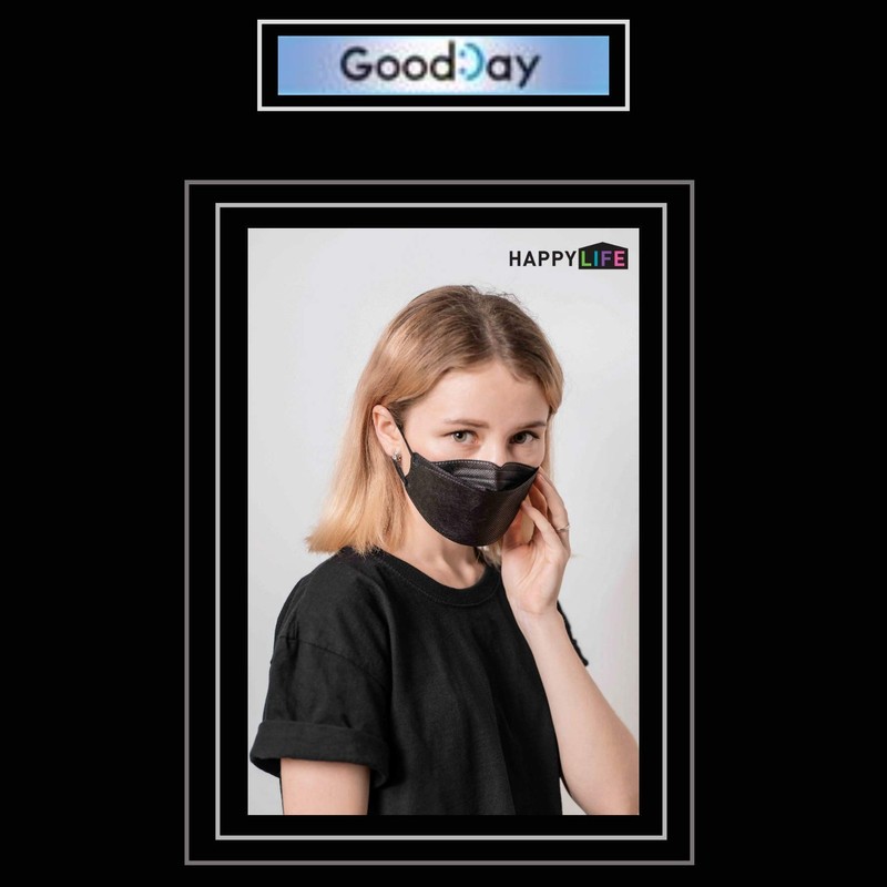 FLEXMON [Happy Life] Premium 3D Black KF94 Face Mask, Good