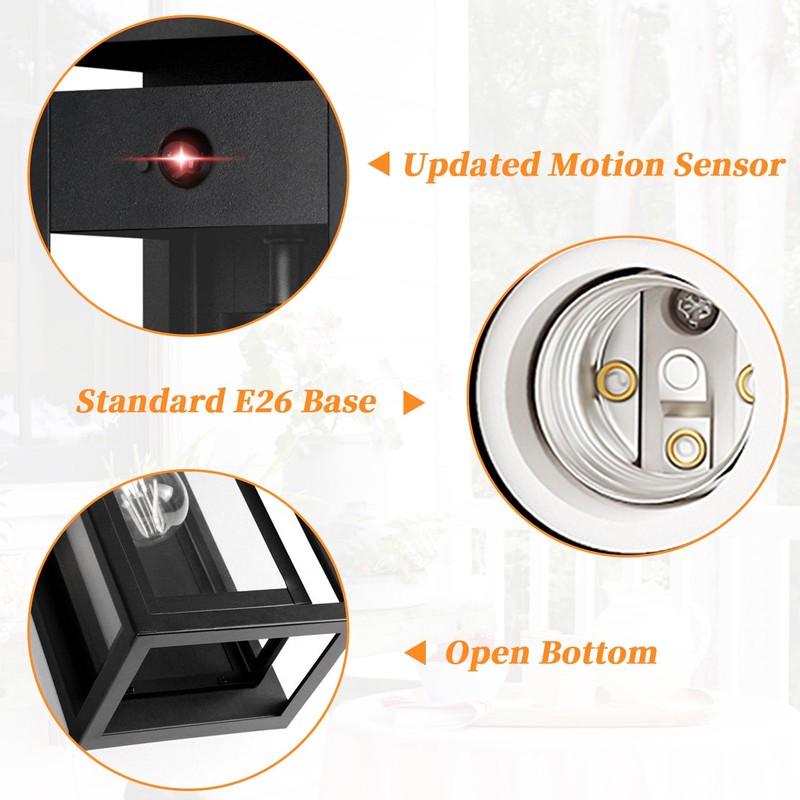 Slypadan 15" Motion Sensor Outdoor Wall Lights, 2 Pack Large