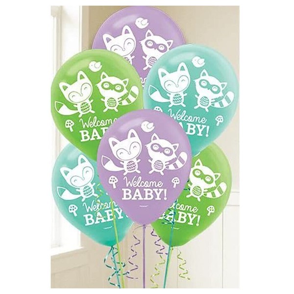 Welcome Baby Balloons 15ct. Woodland Welcome baby Latex Balloons Baby Shower