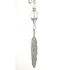 Long, Detailed Silvery Feather with Reflective Faceted Crystal Clear Glass