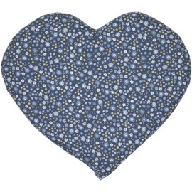GIRAFFENLAND Bio-Bio-Dinkelkissen Herz ca. 30x25cm - Bio Füllung & Bio Stoff Blümchen-blau - Wärmekissen - Körnerkissen - Ein charmantes Geschenk