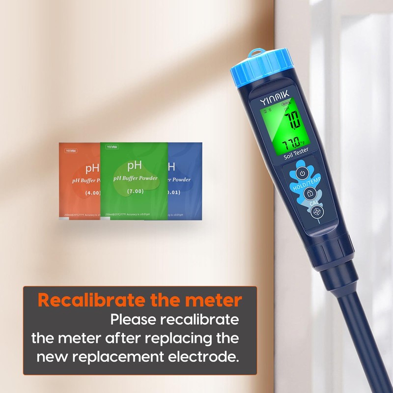 YINMIK Soil pH Tester Probe for YK-S01E, Blue Electrode Replacement