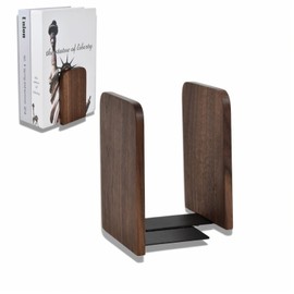 Pack of 2 Walnut Wood Bookends, 13 x 8 cm, Decorative Wooden Bookends, for Organising Home, Office, School and Library, Suitable for Heavy Books, CD, Records
