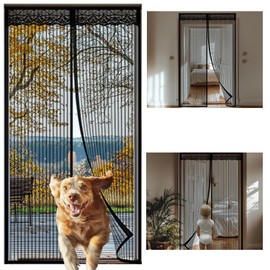 Cortina de Puerta Magnética, Mosquitera de Malla con Cierre Automático, Protección contra Insectos, Fácil de Instalar sin Taladros, Ideal para Puertas de Sala, Balcón y Recámara (100 x 210 cm)