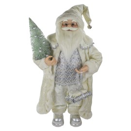 Northlight 2' Standing Santa Christmas Figure Carrying a Green Pine Tree