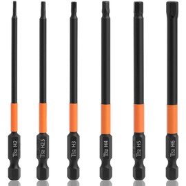 JONMON Magnetic Hex Allen Wrench Screwdriver Bits Set - H2-H6 Quick Change S2 Steel Impact Drill Bits, 1/4 Inch Shank, 3.93 Inch Length for Power and Hand Tools
