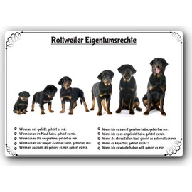 Merchandise for Fans Tin Sign / Warning Sign / Door Sign Aluminium 15 x 20 cm Property Rights Motif Rottweiler (02)