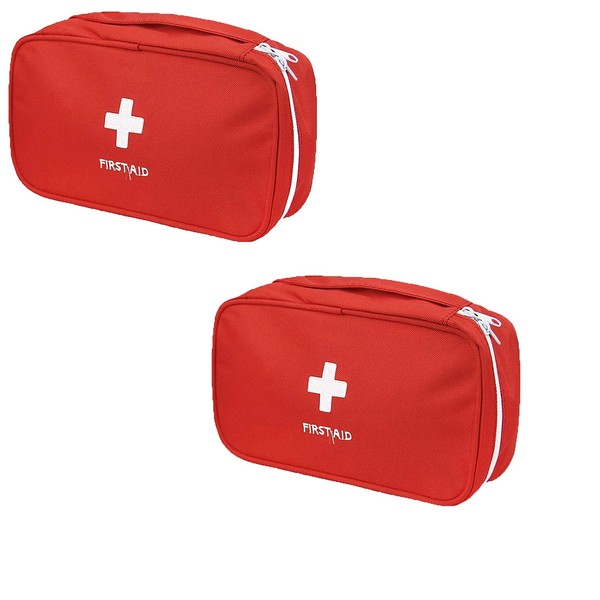 First Aid Bag - First Aid Kit Bag Empty for Home Outdoor Travel Camping Hiking, Mini Empty Medical Storage Bag Portable Pouch (2 Pieces Red Bag)