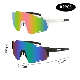 EHDWXVZM Pack of 2 Sunglasses, Cycling Glasses, Windproof, UV Protection, Cool Sunglasses, Sports Sunglasses, Road Cycling Glasses, Suitable for Both Men and Women