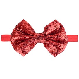 Sequins Hair Bows Bling Glitter Starburst bowknot Baby Girls Headbands JA27 (Red Bow)