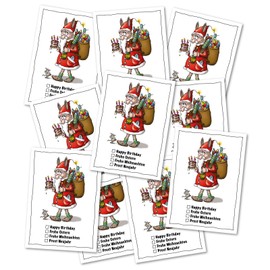 Set of 10 Christmas Cards Universal Santa Claus - Set of 10 Funny Postcards for Christmas with Santa Claus and Wishes for the Year (Christmas, Birthday, Easter, New Year)
