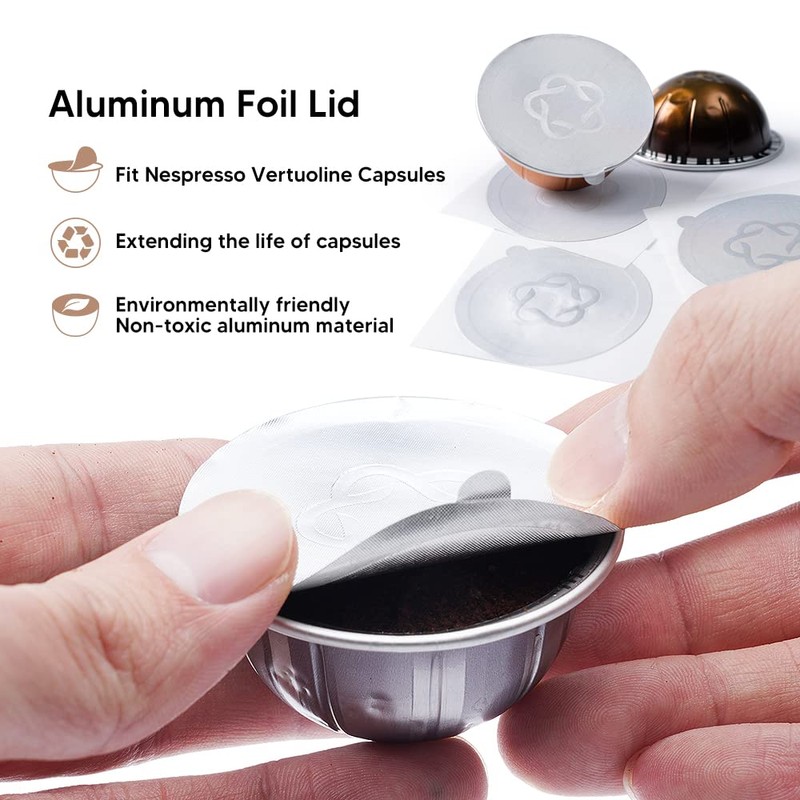 Reusable V-ertuo Capsules Refillable Coffee Pods with Espresso Aluminum Foils