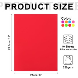 sourcing map Glow in The Dark Card 40 Sheets Blank Neon Card Stock 8"x11" 250gsm Fluorescent Blacklight Paper Printable for Party Dance Floor Ghost Supplies,Assorted Colors