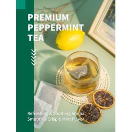 HYNTMYT Peppermint Tea Bags, Natural Peppermint Leaves, Crisp Mint Flavor, Caffeine Free, 100 Count