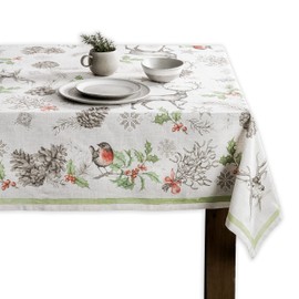 Maison d' Hermine Christmas Dew 100% Cotton Tablecloth for the Kitchen, Dinner, Tabletop, Party Decoration, Weddings, Thanksgiving/Christmas (Rectangle, 160 cm x 220 cm)