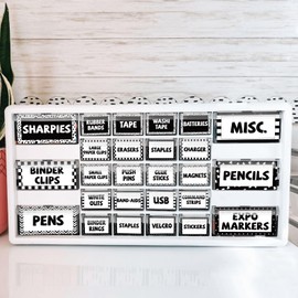 42 Pieces Teacher Toolbox Labels Tool Box Storage Label Classroom Supply Decor for Back to School Teachers Classroom Organization (Blackwhite)