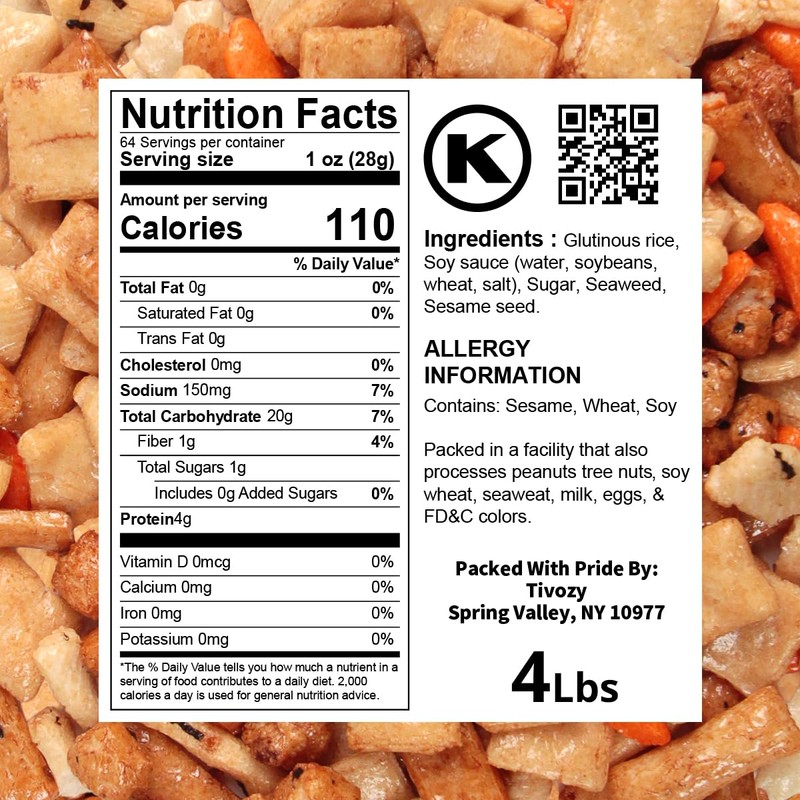 Rice Cracker Mix -4lbs Pack of Japanese Snacks Chips, Ideal