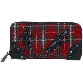 Banned Entangled Handcuff Wallet Tartan Black Studded Faux Leather Gothic Punk Emo