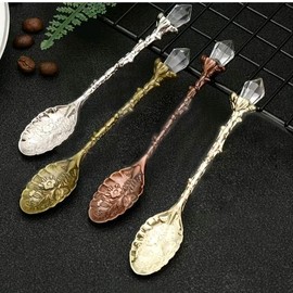 crystal top herbal spoons for teas + spells - Color: Silver