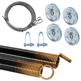 Wynn Hardware Heavy-Duty Double-Looped Garage Door Extension Springs Bundle, 180 lb (Gold) Springs, 3" Pulleys, Extension Cables for 7' Feet Garage Door